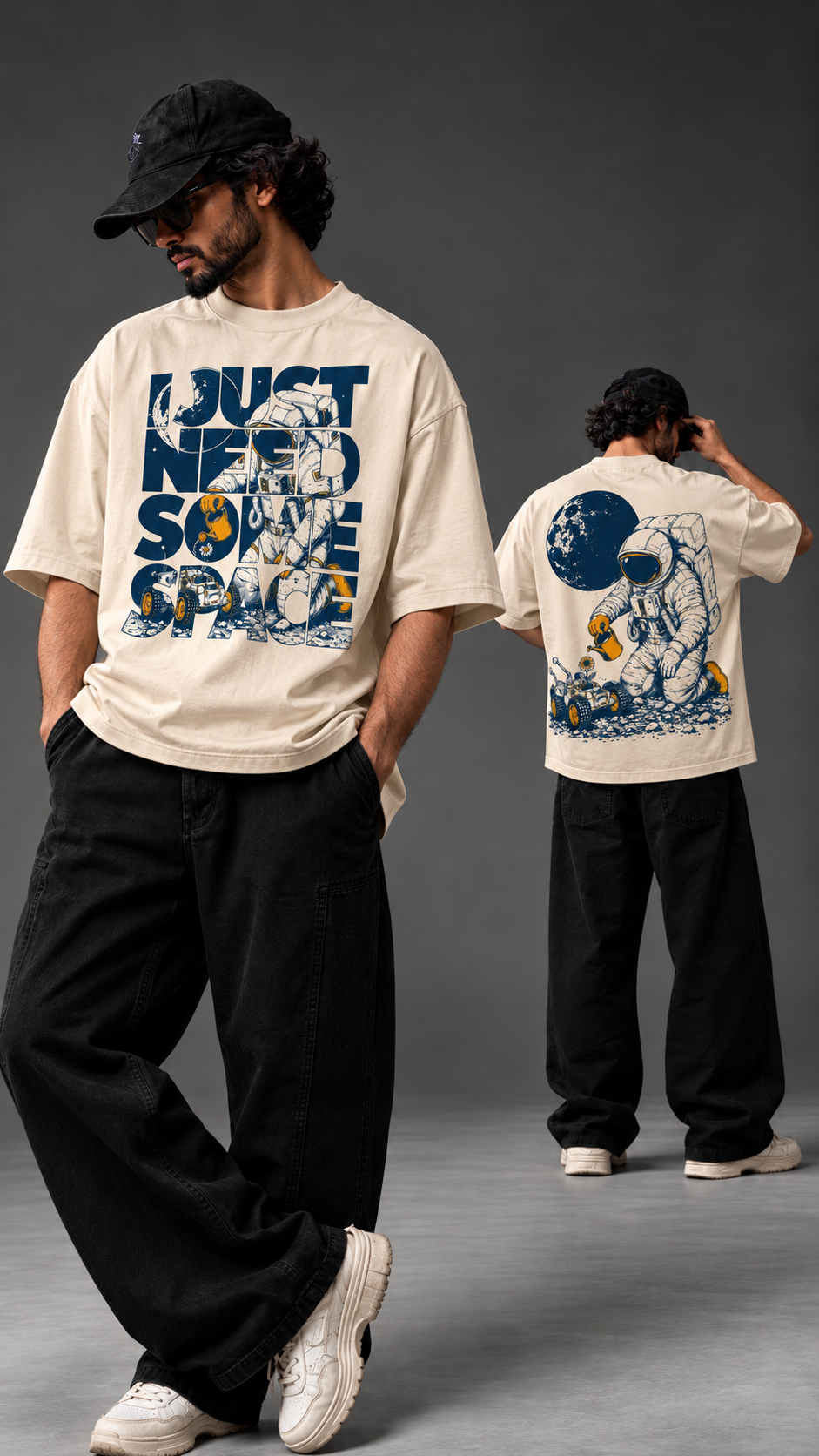 Just Need Some Space Oversized T-Shirt – Beige