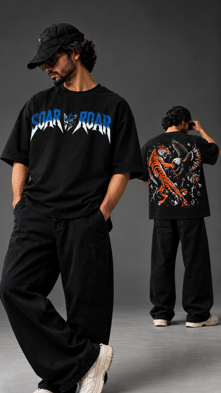 Soar vs Roar Oversized T-Shirt – Black