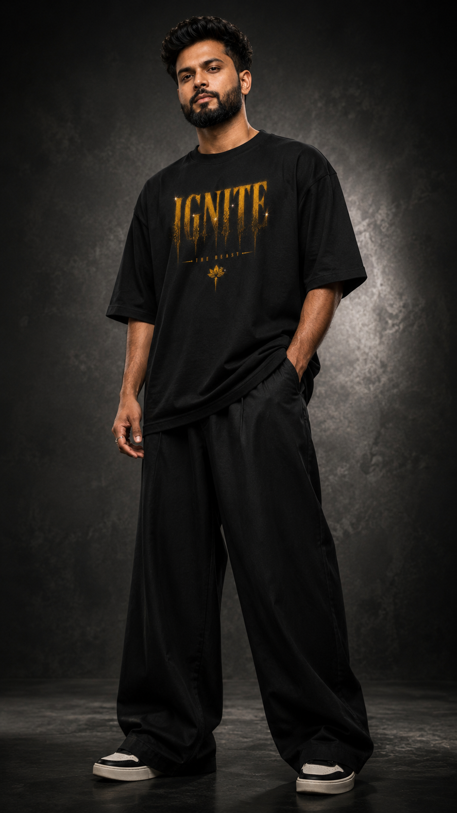 Ignite The Beast F1 panther oversized black t-shirt by KYSERAS – image 1