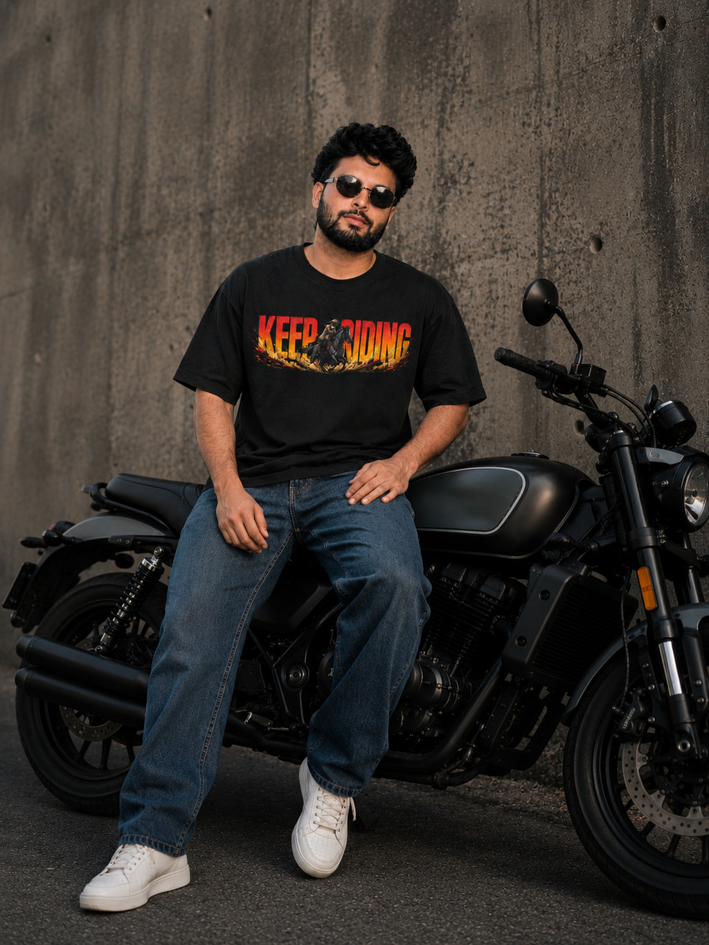 Keep Riding Oversized T-Shirt – Black