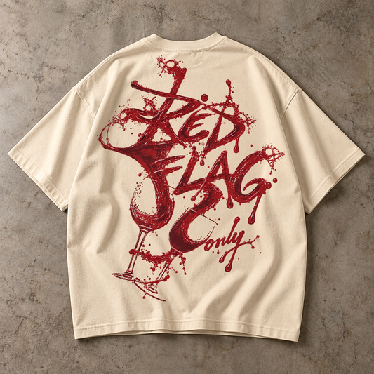 Red Flag Only Oversized T-Shirt – Beige